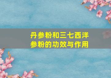 丹参粉和三七西洋参粉的功效与作用