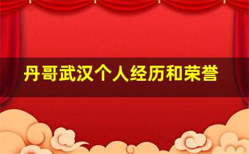 丹哥武汉个人经历和荣誉