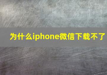 为什么iphone微信下载不了