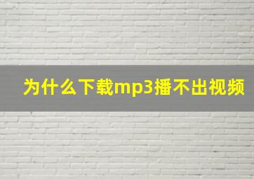 为什么下载mp3播不出视频