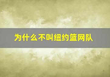 为什么不叫纽约篮网队