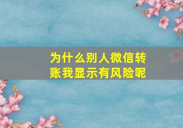 为什么别人微信转账我显示有风险呢