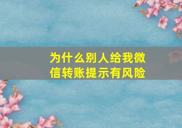 为什么别人给我微信转账提示有风险