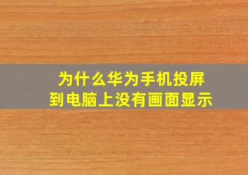 为什么华为手机投屏到电脑上没有画面显示