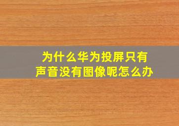 为什么华为投屏只有声音没有图像呢怎么办