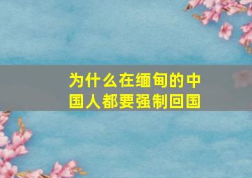 为什么在缅甸的中国人都要强制回国