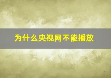 为什么央视网不能播放