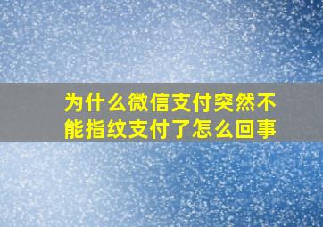 为什么微信支付突然不能指纹支付了怎么回事