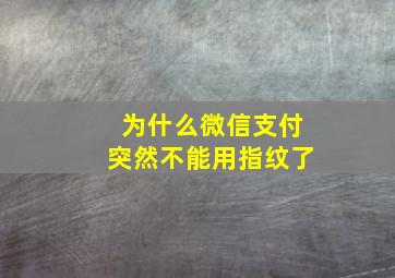 为什么微信支付突然不能用指纹了