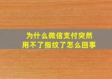 为什么微信支付突然用不了指纹了怎么回事