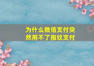 为什么微信支付突然用不了指纹支付