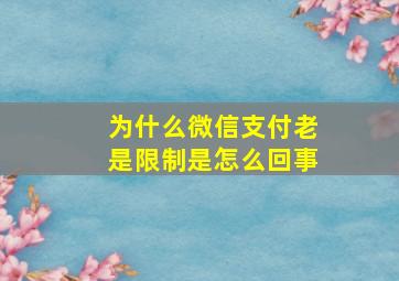 为什么微信支付老是限制是怎么回事