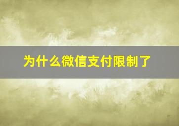 为什么微信支付限制了