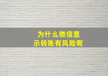 为什么微信显示转账有风险呢