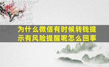 为什么微信有时候转钱提示有风险提醒呢怎么回事