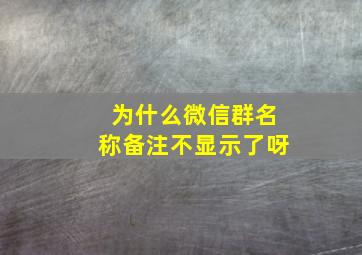 为什么微信群名称备注不显示了呀