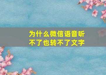 为什么微信语音听不了也转不了文字