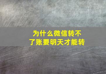 为什么微信转不了账要明天才能转