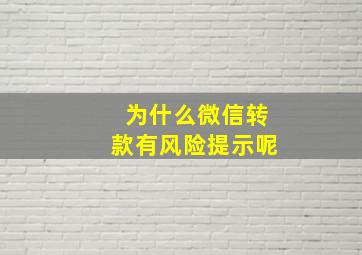 为什么微信转款有风险提示呢