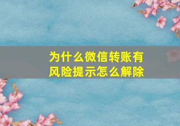 为什么微信转账有风险提示怎么解除