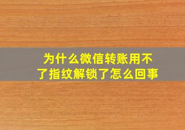 为什么微信转账用不了指纹解锁了怎么回事