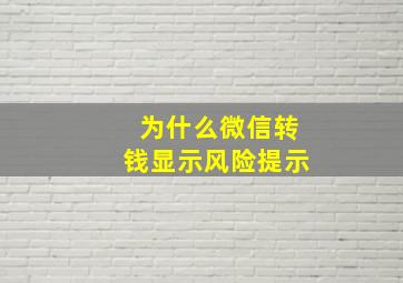 为什么微信转钱显示风险提示