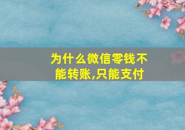 为什么微信零钱不能转账,只能支付