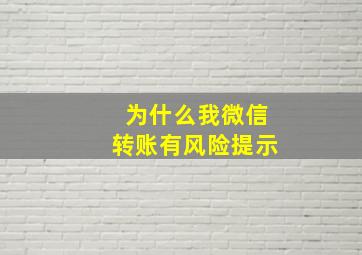 为什么我微信转账有风险提示