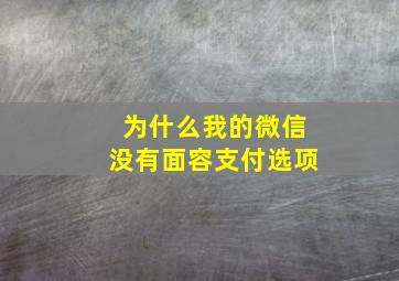 为什么我的微信没有面容支付选项