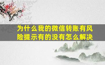 为什么我的微信转账有风险提示有的没有怎么解决