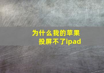 为什么我的苹果投屏不了ipad