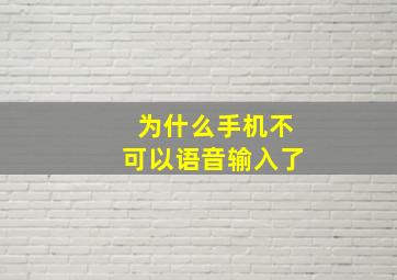 为什么手机不可以语音输入了