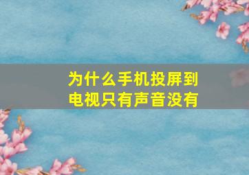 为什么手机投屏到电视只有声音没有