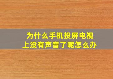 为什么手机投屏电视上没有声音了呢怎么办