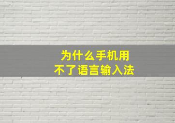 为什么手机用不了语言输入法