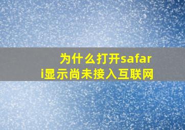 为什么打开safari显示尚未接入互联网