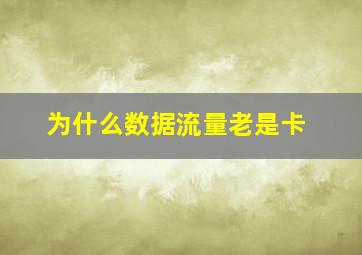 为什么数据流量老是卡