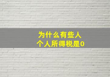 为什么有些人个人所得税是0