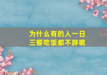 为什么有的人一日三餐吃饭都不胖呢