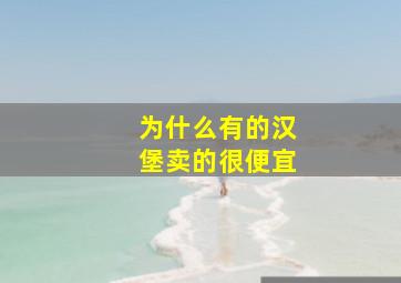 为什么有的汉堡卖的很便宜