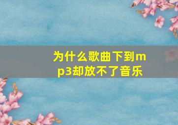 为什么歌曲下到mp3却放不了音乐