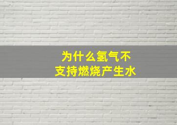 为什么氢气不支持燃烧产生水