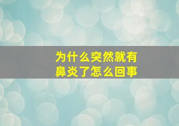 为什么突然就有鼻炎了怎么回事