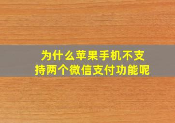 为什么苹果手机不支持两个微信支付功能呢