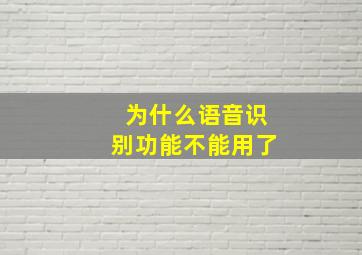 为什么语音识别功能不能用了