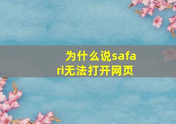 为什么说safari无法打开网页