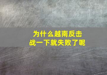 为什么越南反击战一下就失败了呢