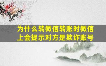 为什么转微信转账时微信上会提示对方是欺诈账号