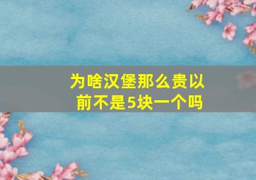 为啥汉堡那么贵以前不是5块一个吗