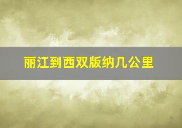 丽江到西双版纳几公里